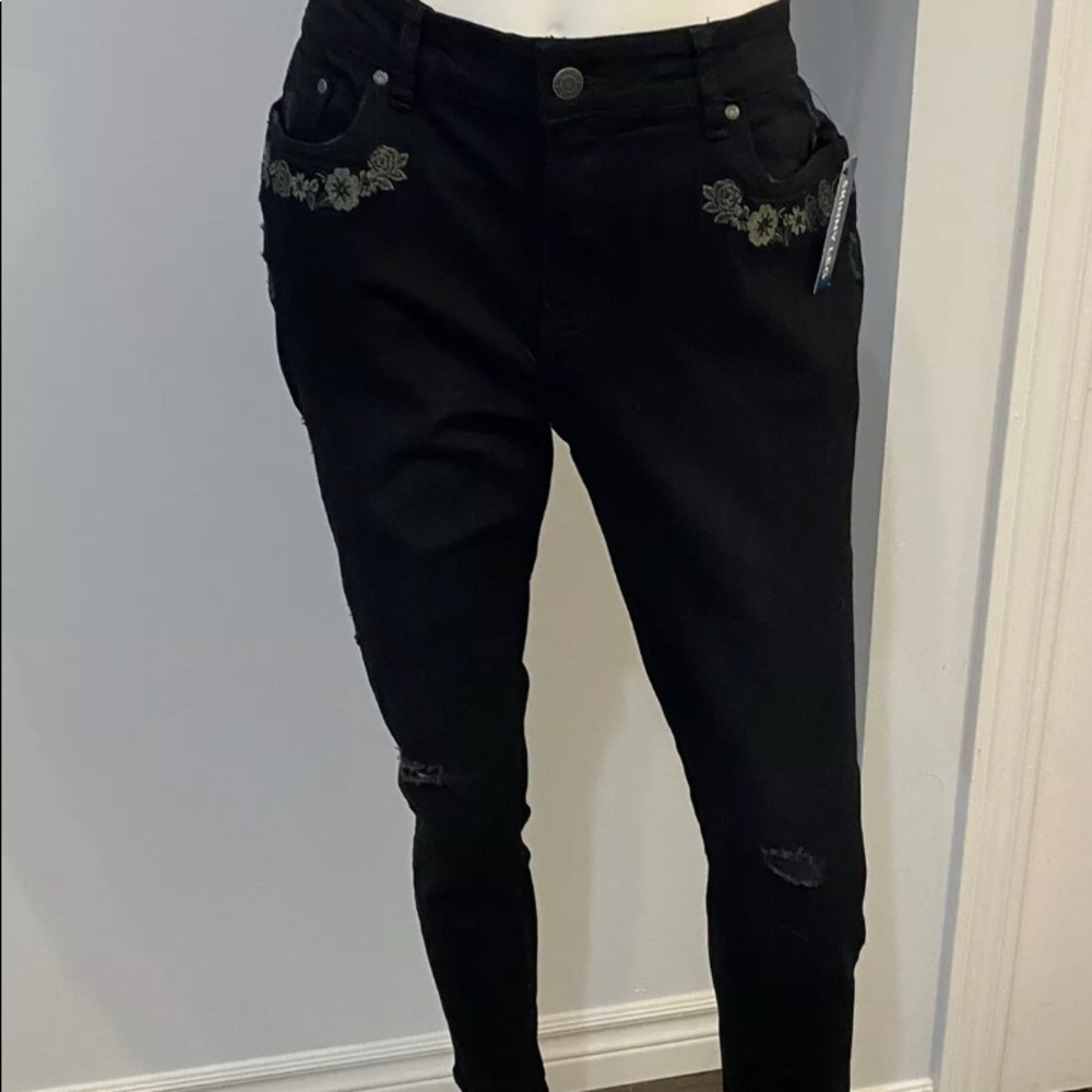 MY Style Jeans Floral NEW Skinny Distressed 10